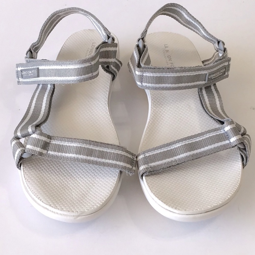 London fog comfy strap he shoe sandal Sz 10 MWhite and gray NWT